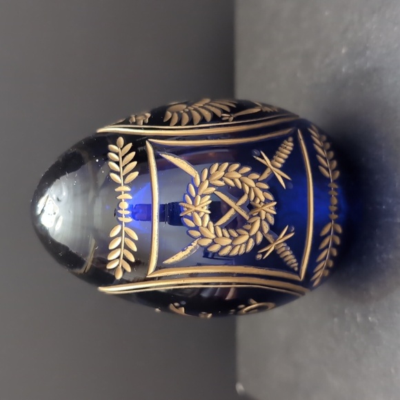 VGT,Cobalt Blue Etched Russian Faberge Egg . - Picture 2 of 9